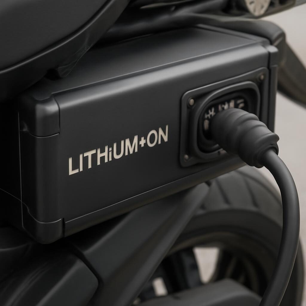 Batterie lithium cyclomoteur electrique en charge