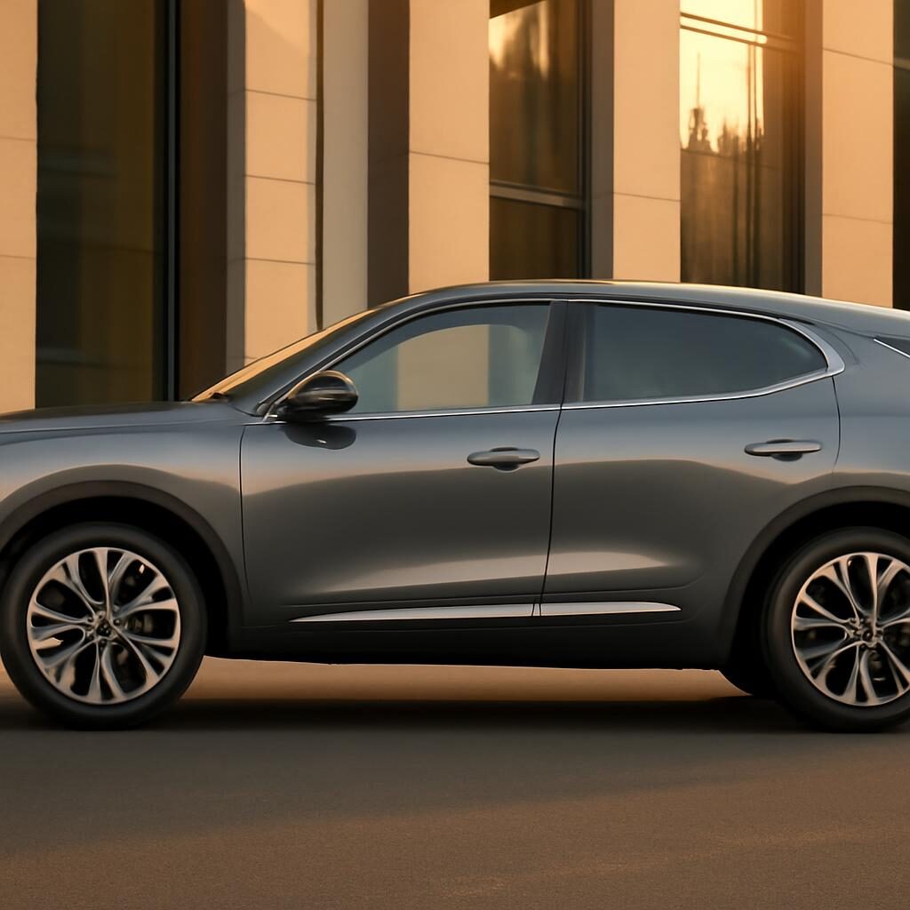 Peugeot 2008 profil — toit coupé et ligne de ceinture chromée