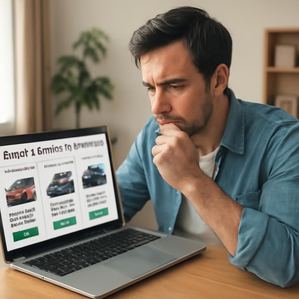 Personne consultant une plateforme d'estimation auto sur ordinateur