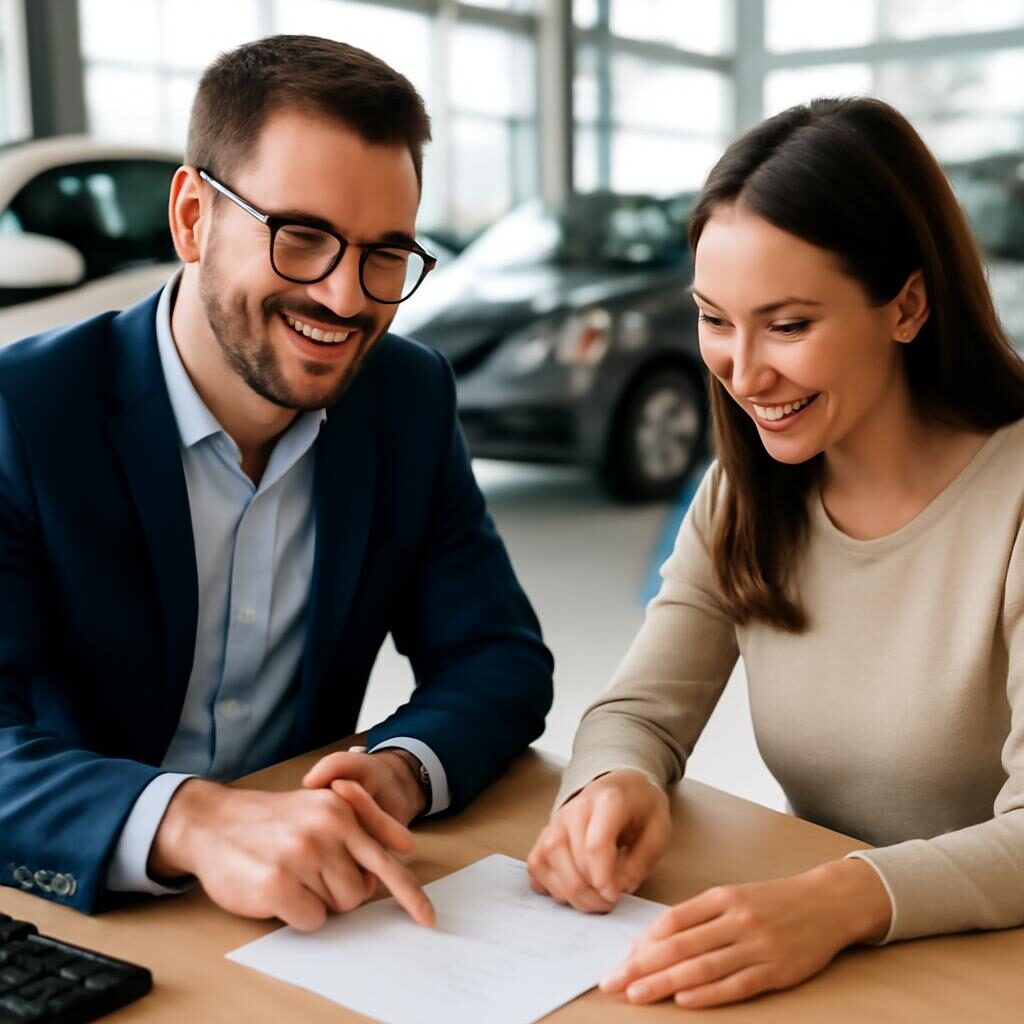 Conseiller Car Mil Auto et client signant un bon de commande