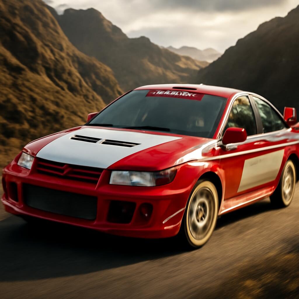 mitsubishi lancer evolution evolution sur route de montagne