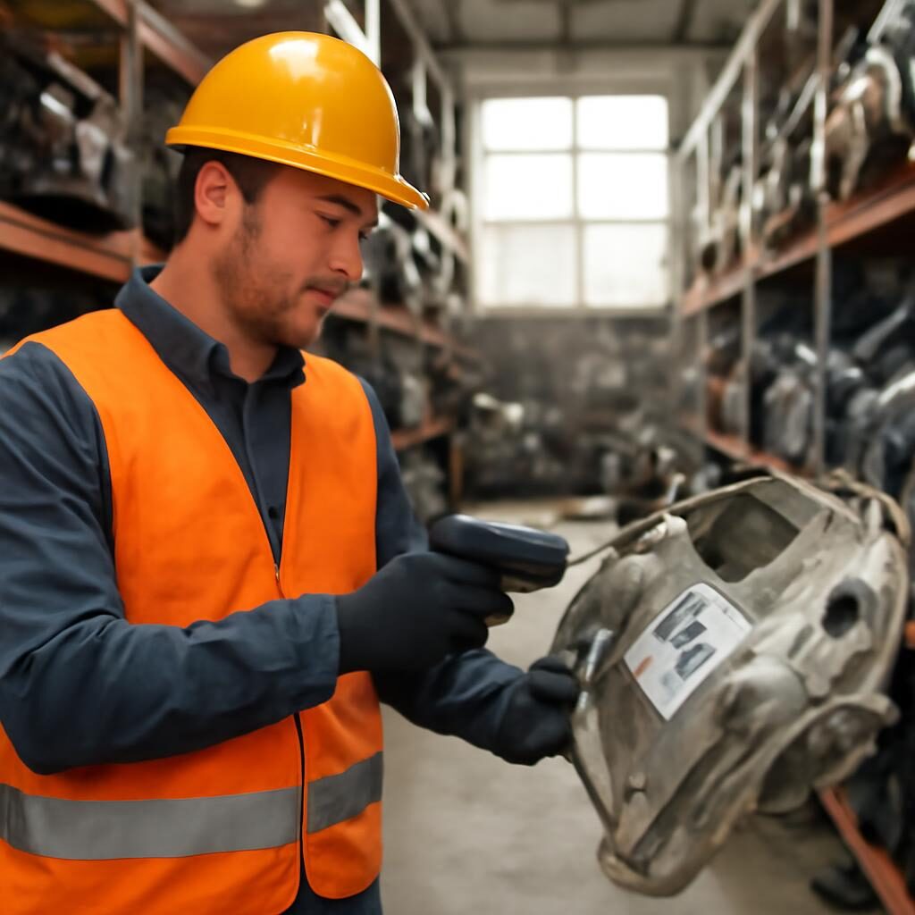 Scan d une piece auto d occasion dans un centre logistique Opisto