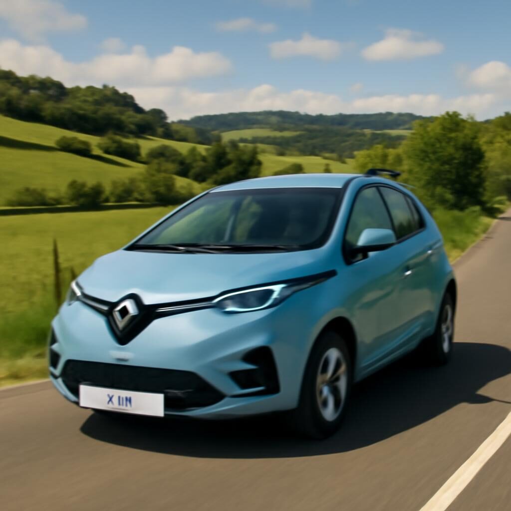 Renault ZOE en conduite sur route de campagne française